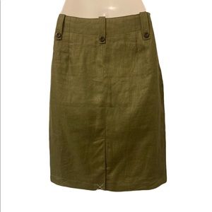 J. Crew Linen Skirt with buttons, 100% linen, side pockets, front zipper